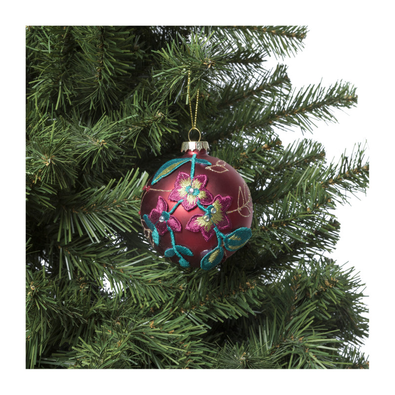 Kestbal geborduurde bloemen - rood 