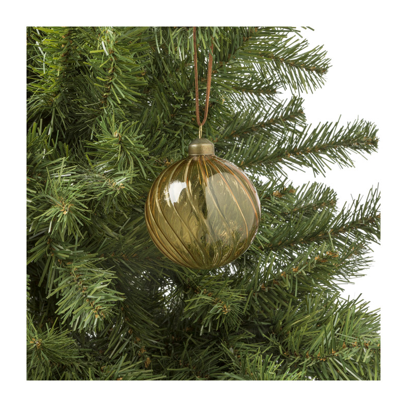 Kerstbal gedraaid glas - geel 