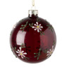 Kerstbal bloemetjes - rood - ⌀8 cm 