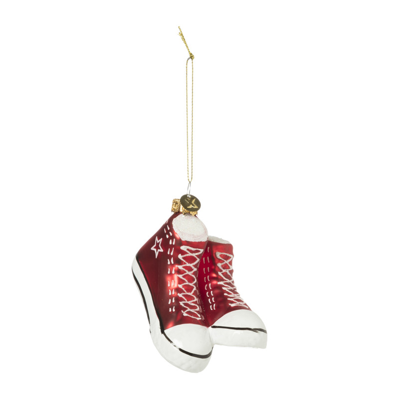 Kersthanger sneakers rood - glas - 8.5x9.5x6 cm