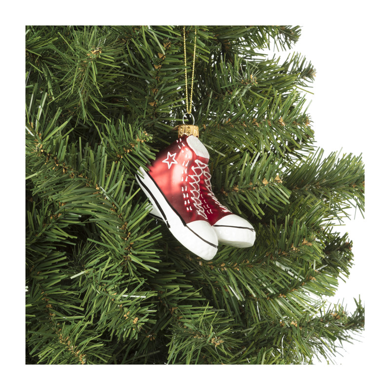 Kersthanger sneakers rood - glas - 8.5x9.5x6 cm