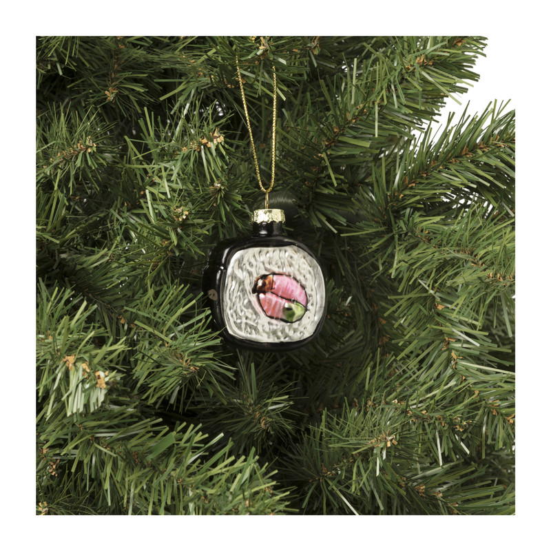 Kersthanger sushi - zwart/wit -6x6.5x2.4 cm