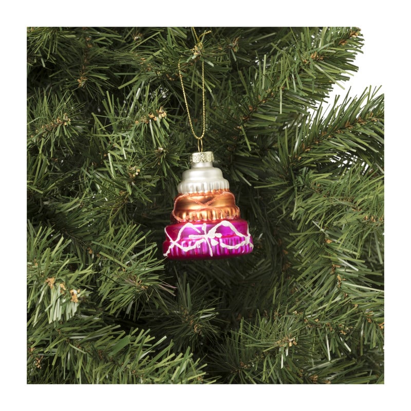 Kersthanger taart - roze/wit -ø5.7x6.8 cm