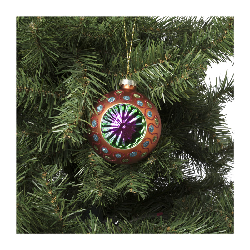 Kerstbal boho - oranje - ø8 cm