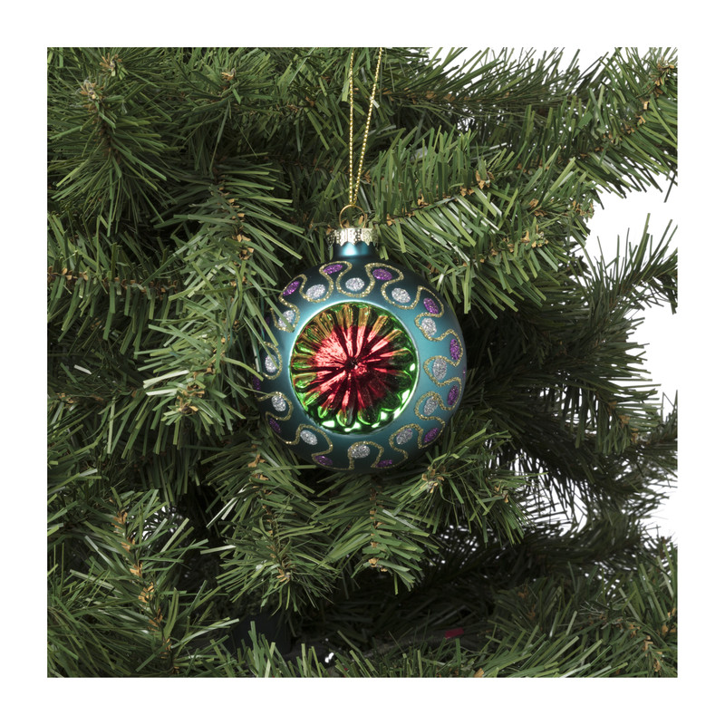 Kerstbal boho - blauw - ø8 cm