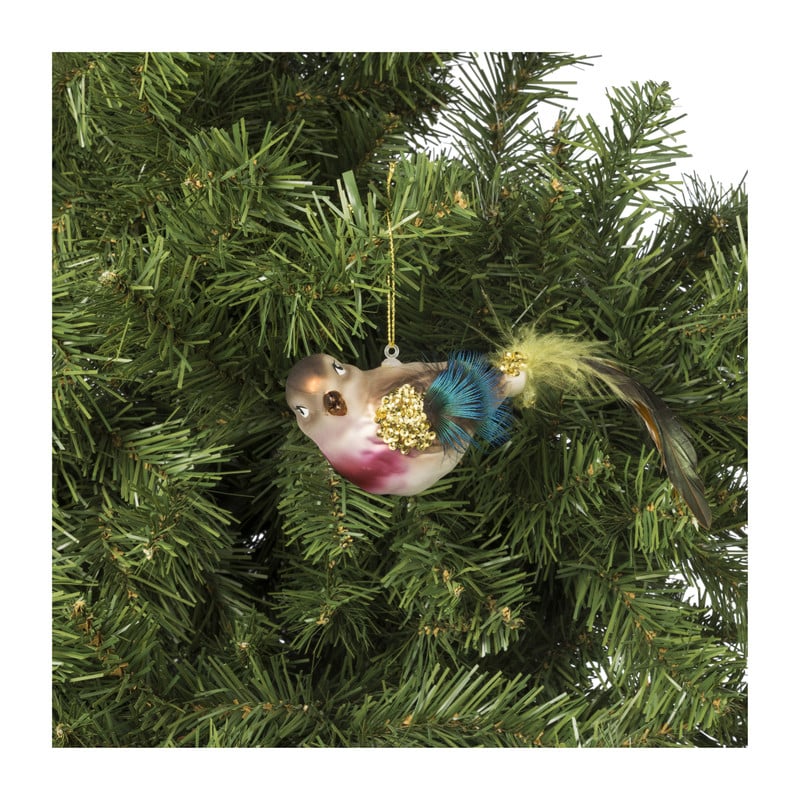 Kersthanger roodborstje - glas - 6x9.6x5.7 cm