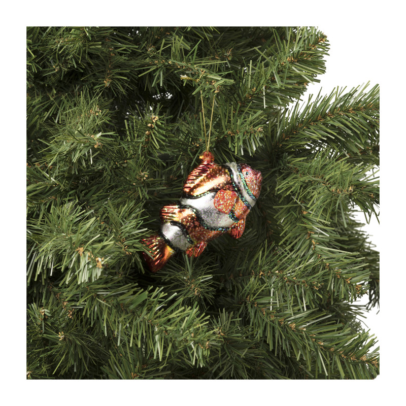 Kersthanger annemoonvis - oranje - 6.5x11.7x4.5 cm