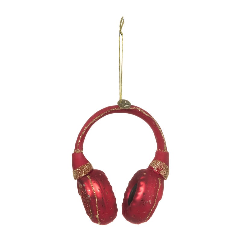 Kersthanger koptelefoon - glas - 10.5x8.7x4.8 cm