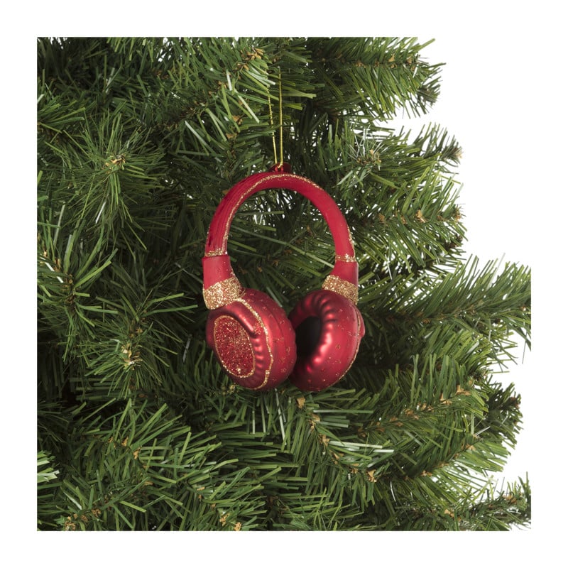 Kersthanger koptelefoon - glas - 10.5x8.7x4.8 cm