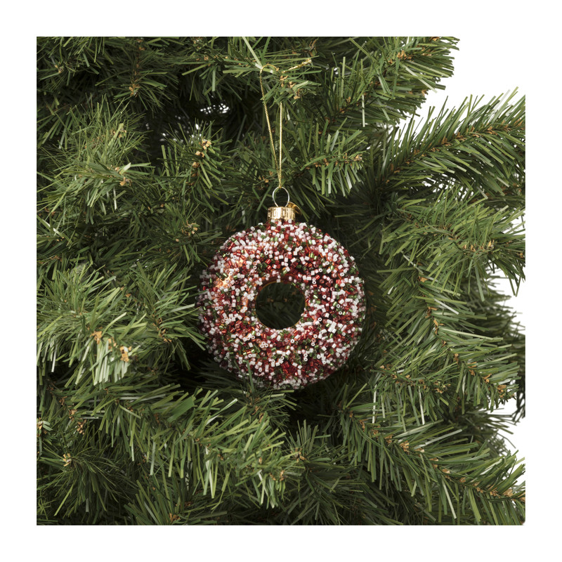 Kersthanger donut - diverse varianten - 9.3x9x3.5 cm