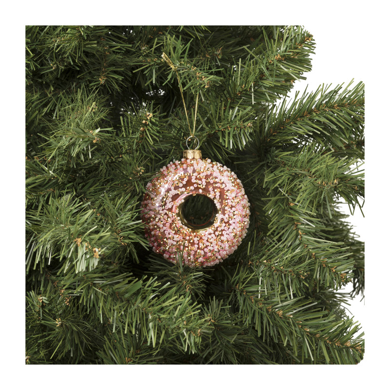 Kersthanger donut - diverse varianten - 9.3x9x3.5 cm