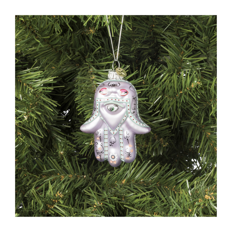 Kersthanger hand - glas - 11.4x7.6x2.6 cm