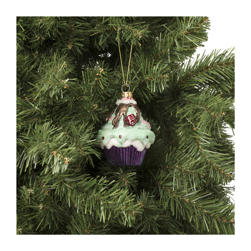 Kersthanger cupcake - diverse varianten - ø7x10 cm