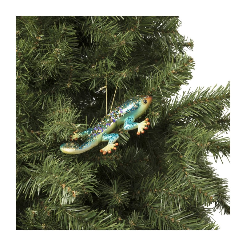 Kersthanger gekko - blauw/groen - 2.6x15.7x8.6 cm