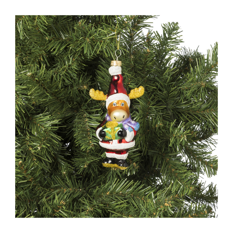 Kersthanger rendier santa - glas - 14.5x7.5x4.4 cm