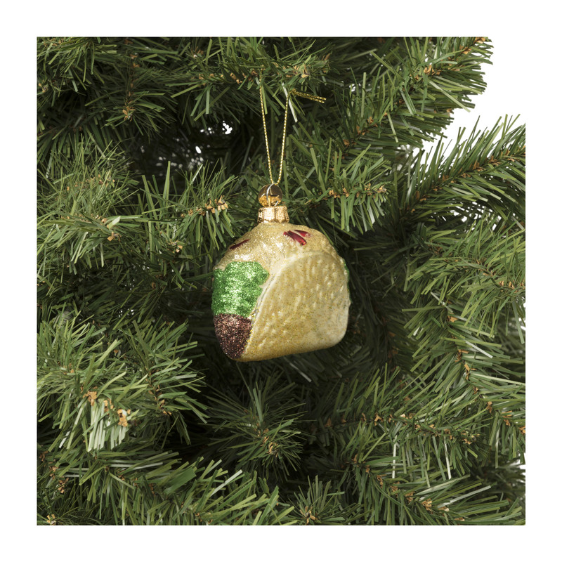Kersthanger taco - goudkleurig -7.3x10.2x4 cm