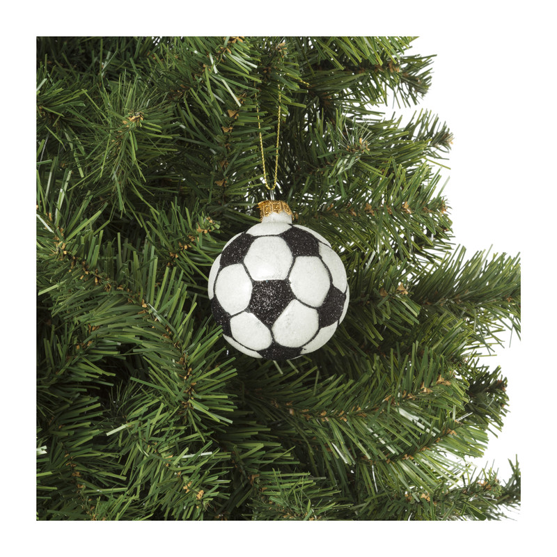 Kersthanger voetbal - glas - ø7x6.7 cm