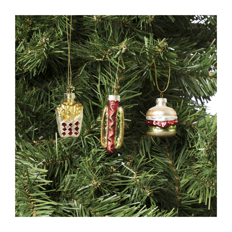 Mini kersthanger food - set van 3 - 5 cm