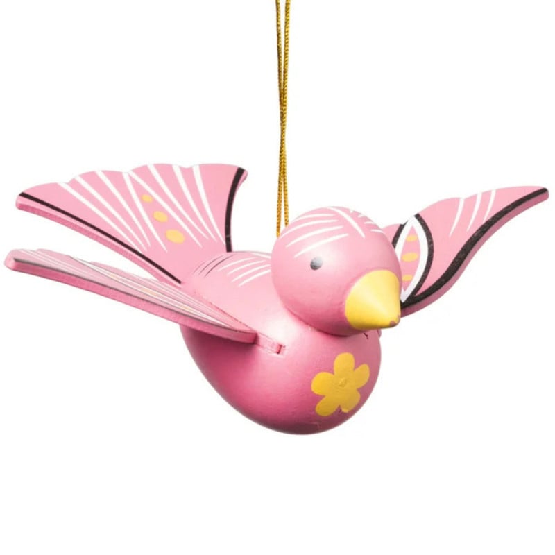 Kersthanger houten vogel - diverse varianten - 6x16x12 cm