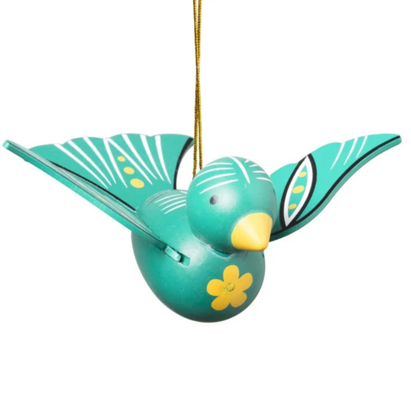 Kersthanger houten vogel - diverse varianten - 6x16x12 cm