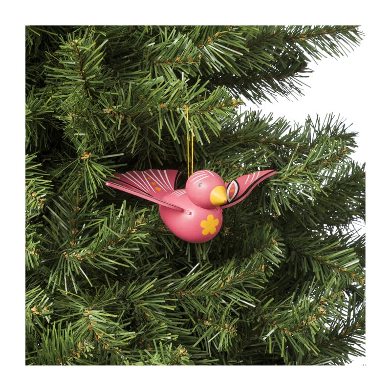 Kersthanger houten vogel - diverse varianten - 6x16x12 cm