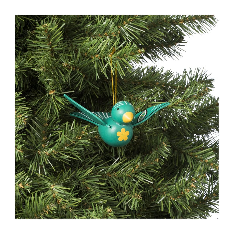 Kersthanger houten vogel - diverse varianten - 6x16x12 cm