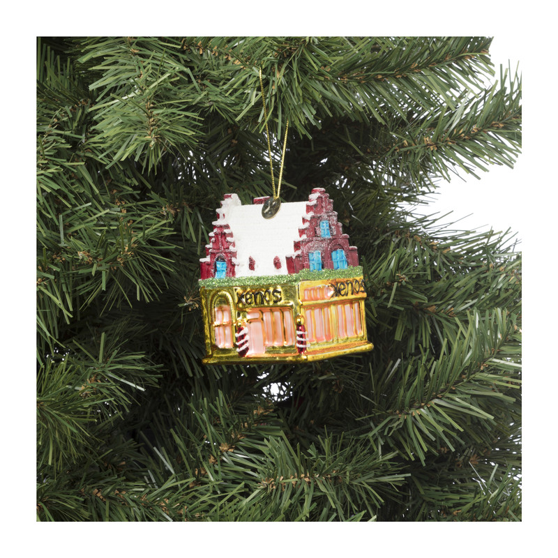 Kersthanger Xenos huisje - glas - 8x6.9x5.3 cm