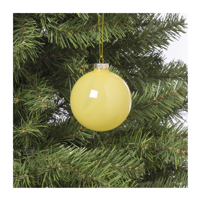 Kerstbal glas - geel - ø8 cm