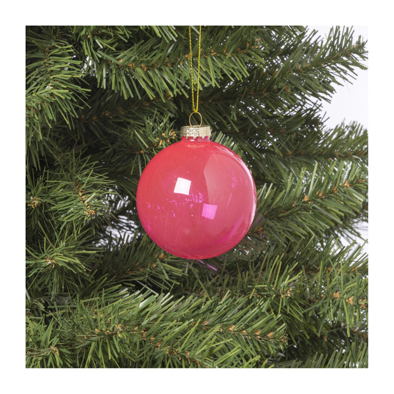 Kerstbal glas - roze - ø8 cm