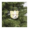 Kerstbal kat met bril - multikleur - 8x7.5x6.5 cm