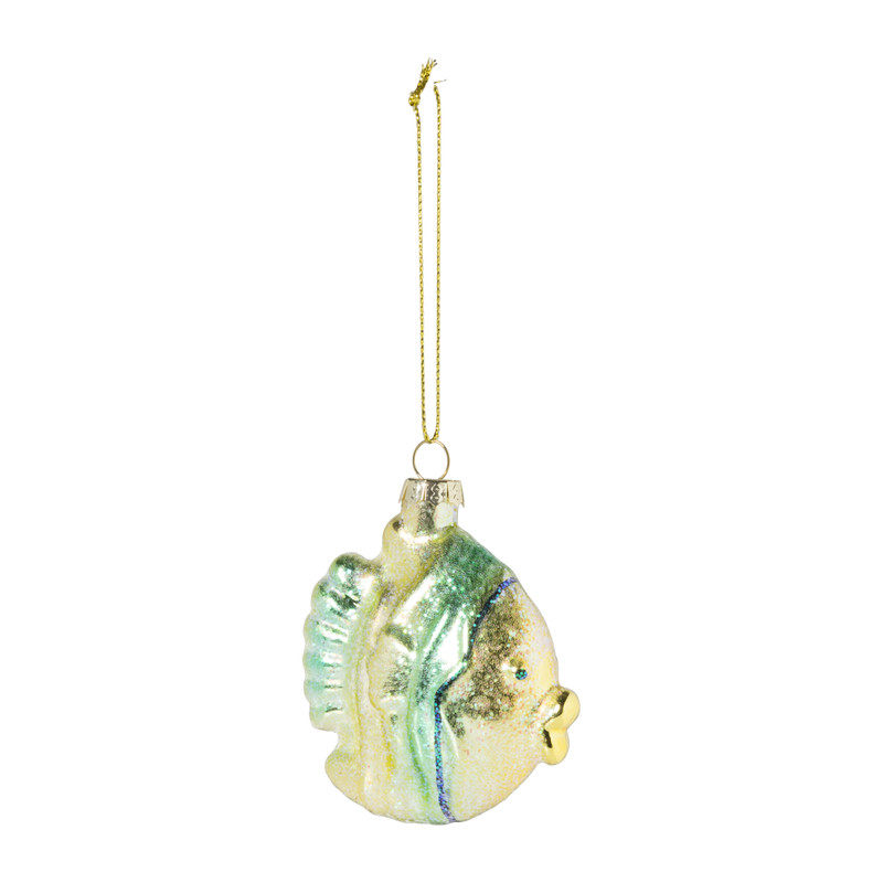 Kersthanger maanvis - multikleur - 8x7x3.5 cm
