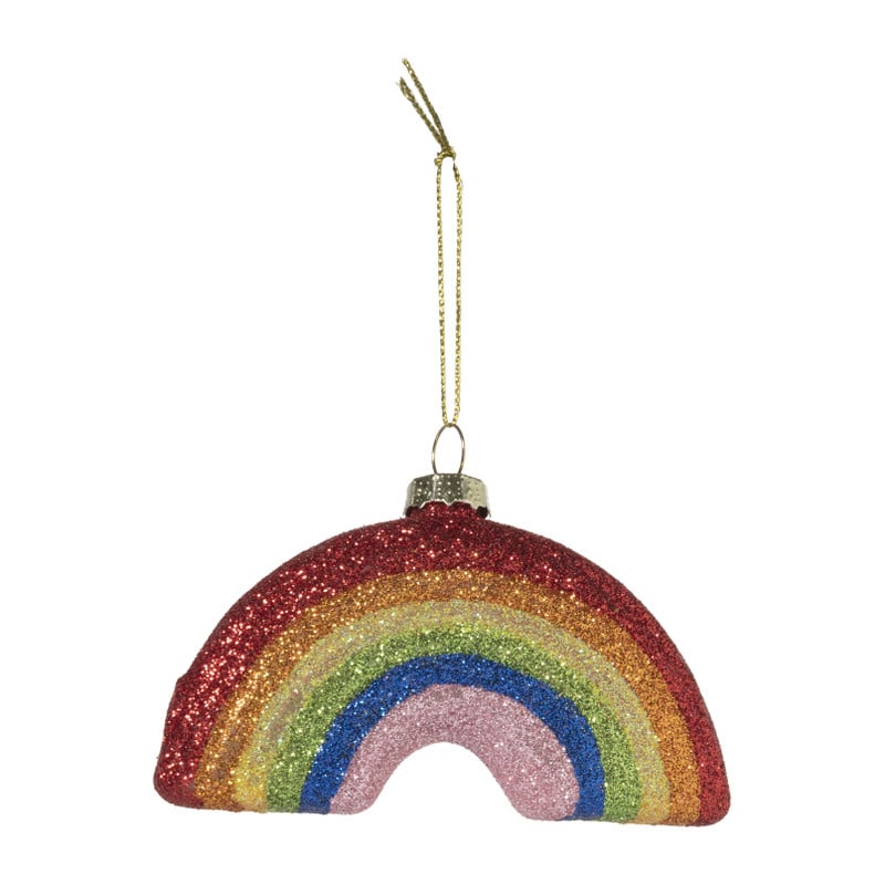Kersthanger regenboog glitter - multikleur - 5x10x2 cm