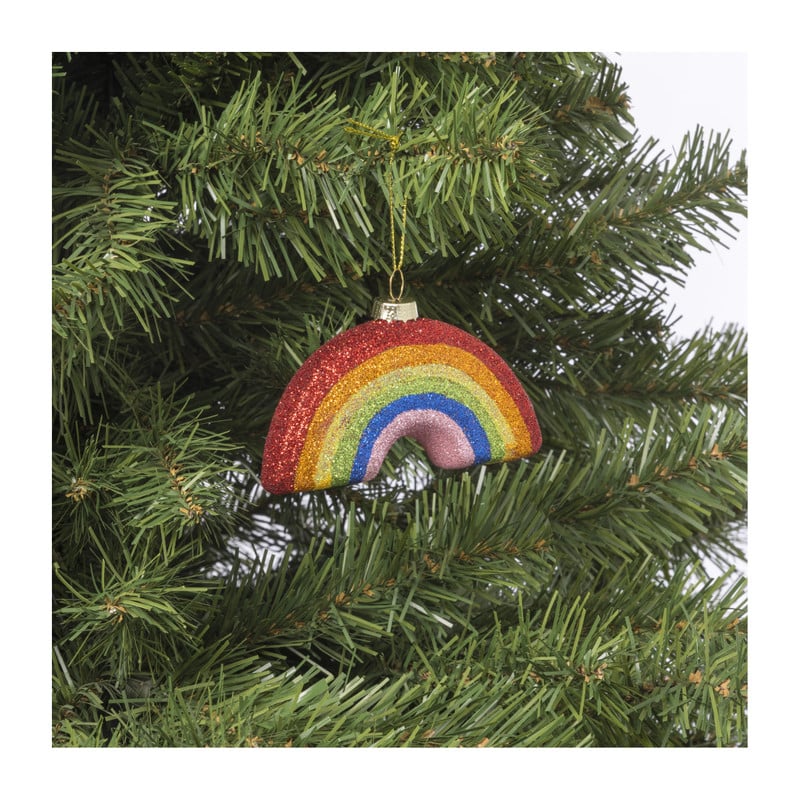 Kersthanger regenboog glitter - multikleur - 5x10x2 cm