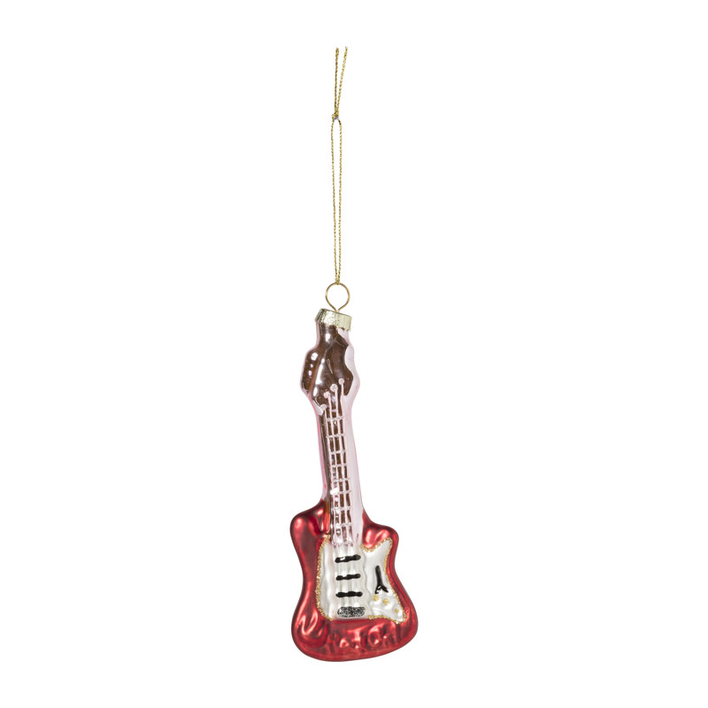 Kersthanger gitaar - rood - 15x5x2.5 cm