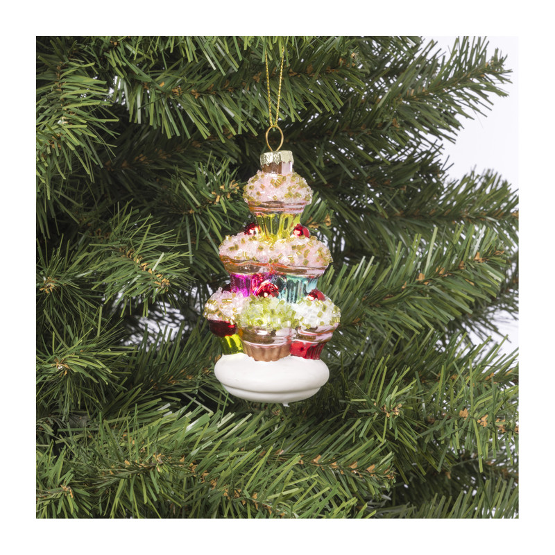 Kersthanger cupcakes toren - multikleur - ø6x12 cm