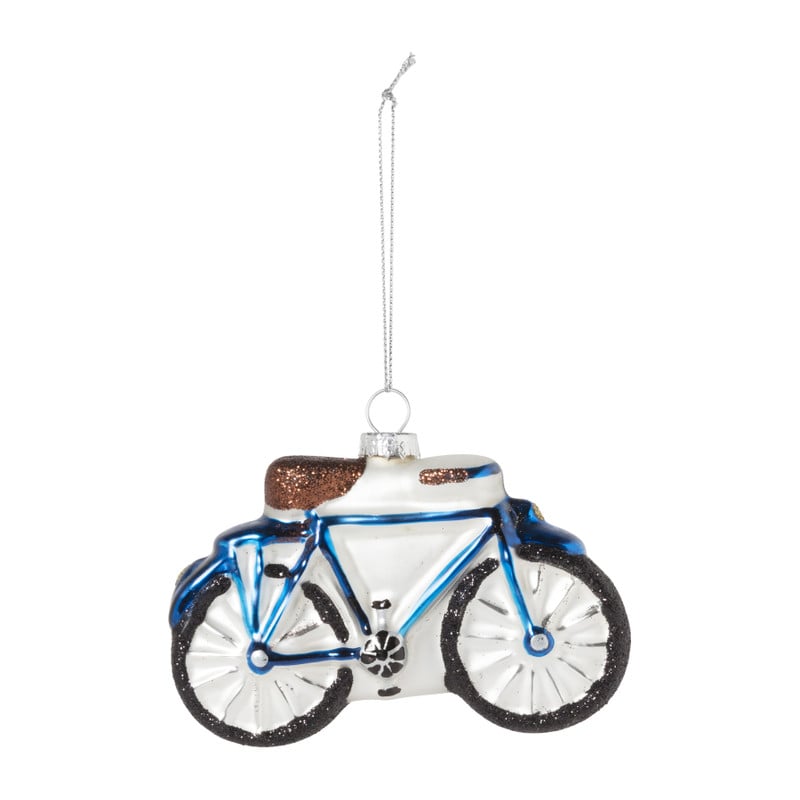 Kersthanger fiets - glas - 8x11.5x2.5 cm