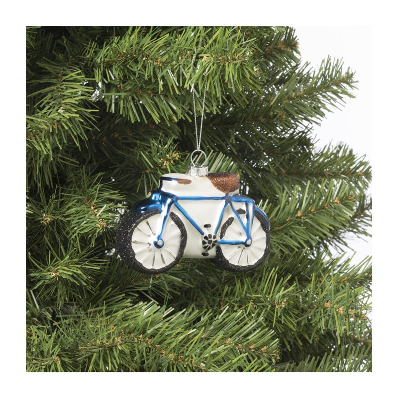 Kersthanger fiets - glas - 8x11.5x2.5 cm