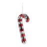 Kersthanger disco candy cane - rood/zilverkleurig - 17x7.5x2 cm