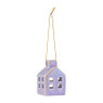 Hanger huisje keramiek - lila - 5.5x3.5x3.5 cm
