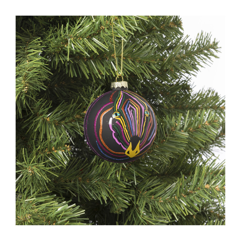 Kerstbal zebra - glas - ø8 cm