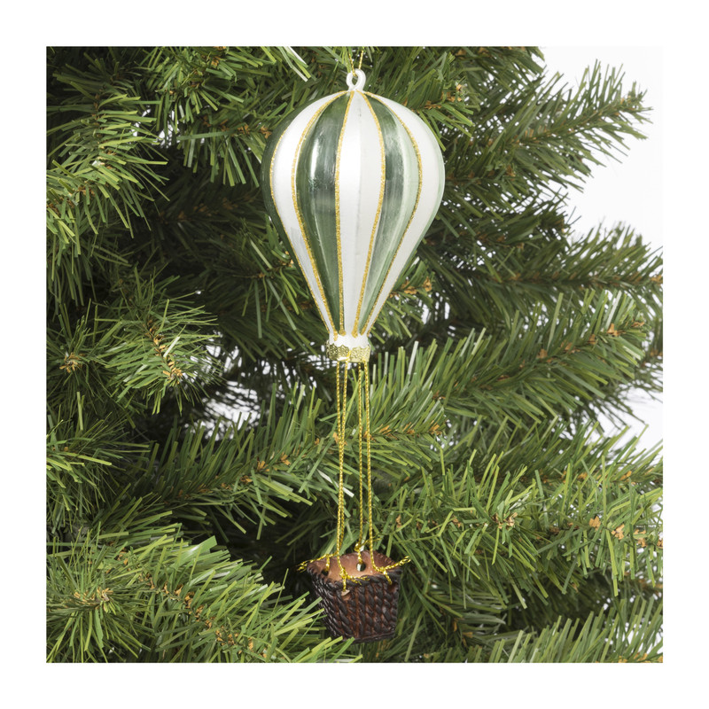 Kersthanger luchtballon - glas - diverse varianten - ø7x20 cm