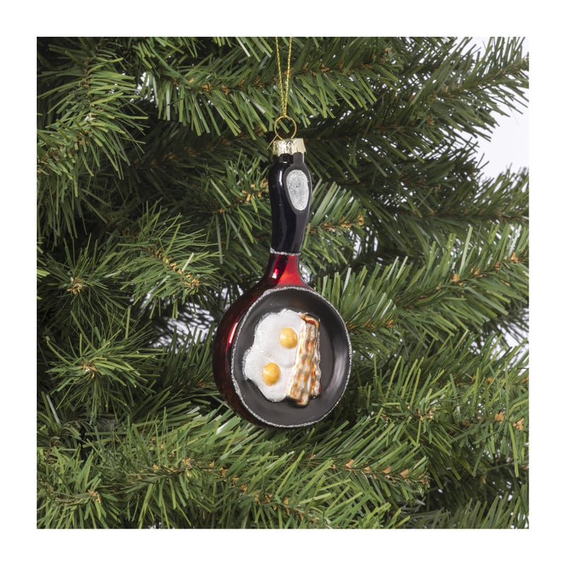 Kersthanger gebakken ei - glas - 14x7x2.5 cm