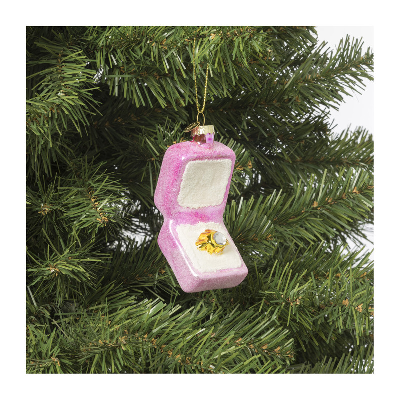 Kersthanger verlovingsring - glas - 10.3x5x4 cm