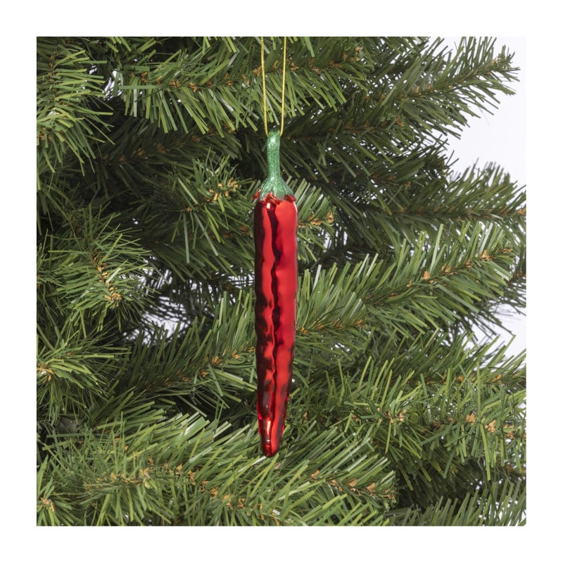 Kersthanger rode peper - glas - ø2x14.6 cm