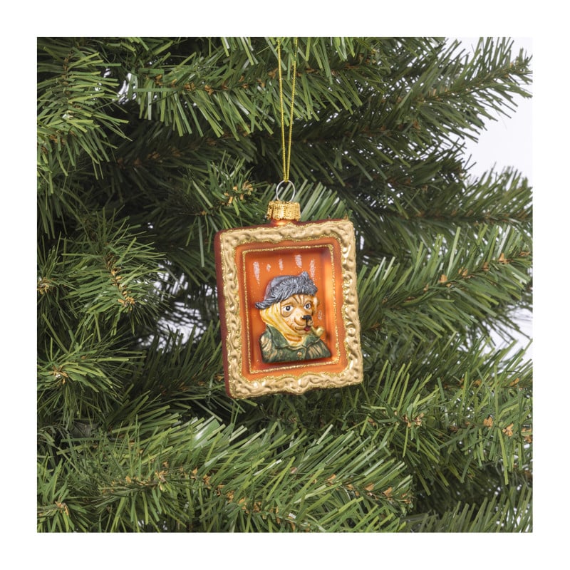 Kersthanger schilderij hond - diverse varianten - glas