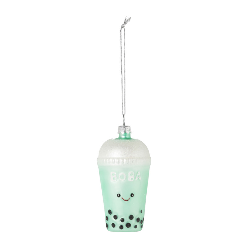 Kersthanger bubble tea - glas - ø5x9.5 cm