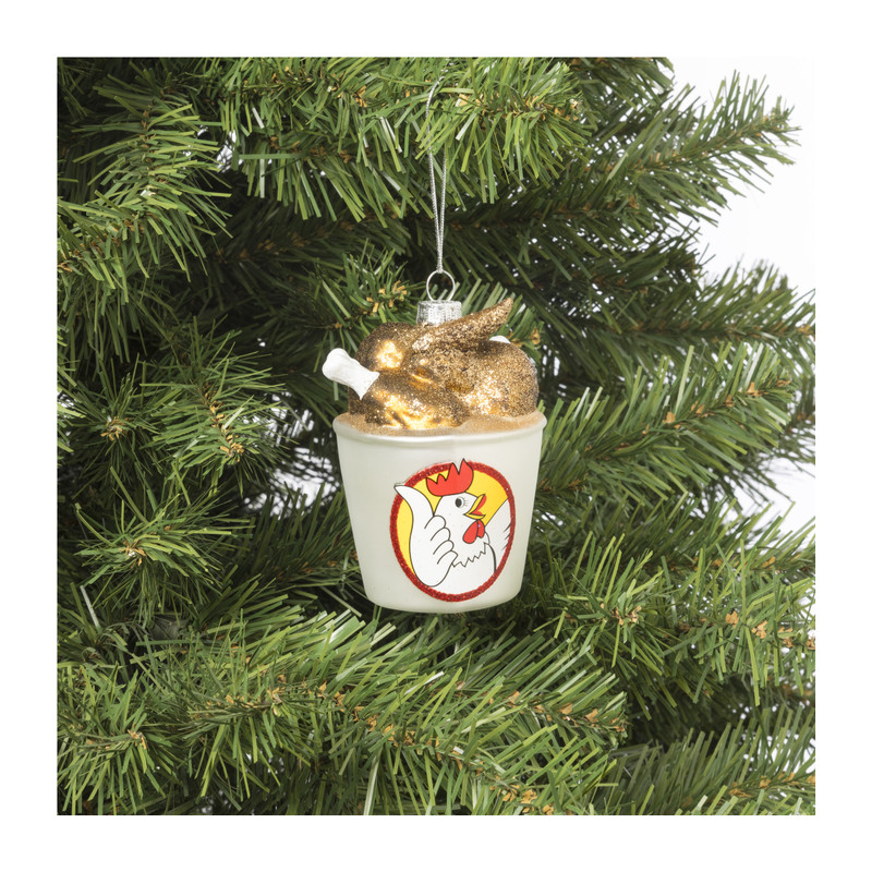 Kersthanger bucket kip - glas - 10.4x7.6x6.8 cm