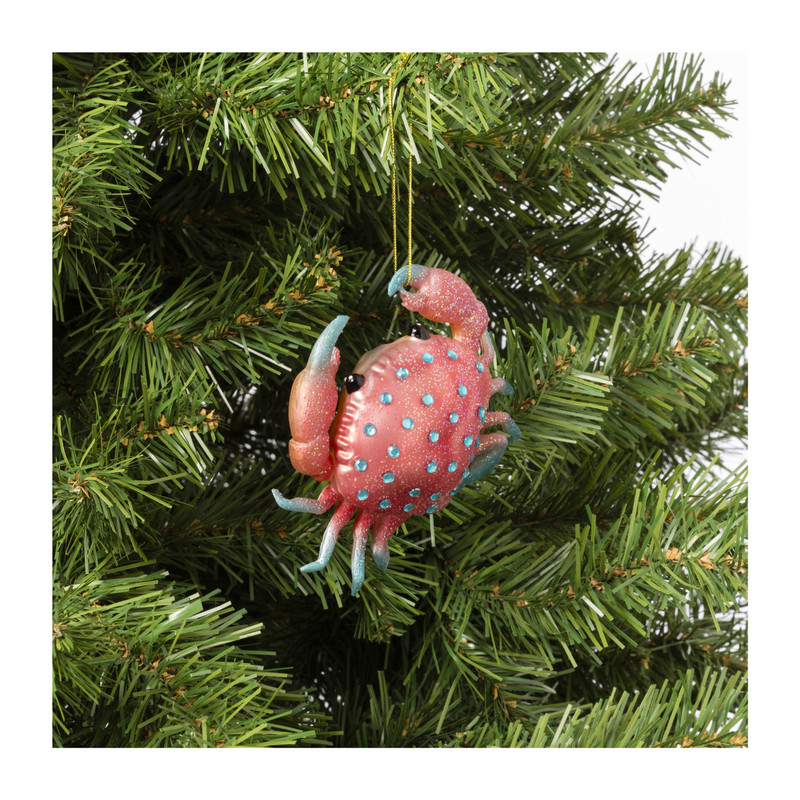 Kersthanger krab - glas - 8.7x11.3x3.2 cm