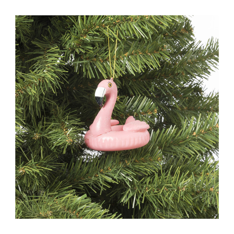 Kersthanger flamingo - glas - ø9.3x8.6 cm