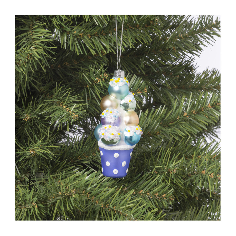 Kersthanger ijsballen toren - diverse varianten - glas